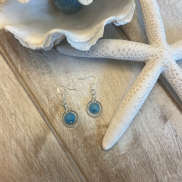 Blue Sea Glass Bead Earrings-NWT - Picture 11 of 11
